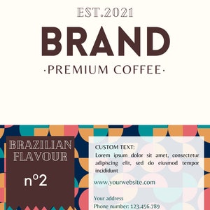 Custom Printable Coffee Bag Label.editable Coffee Pouch Template.tea ...