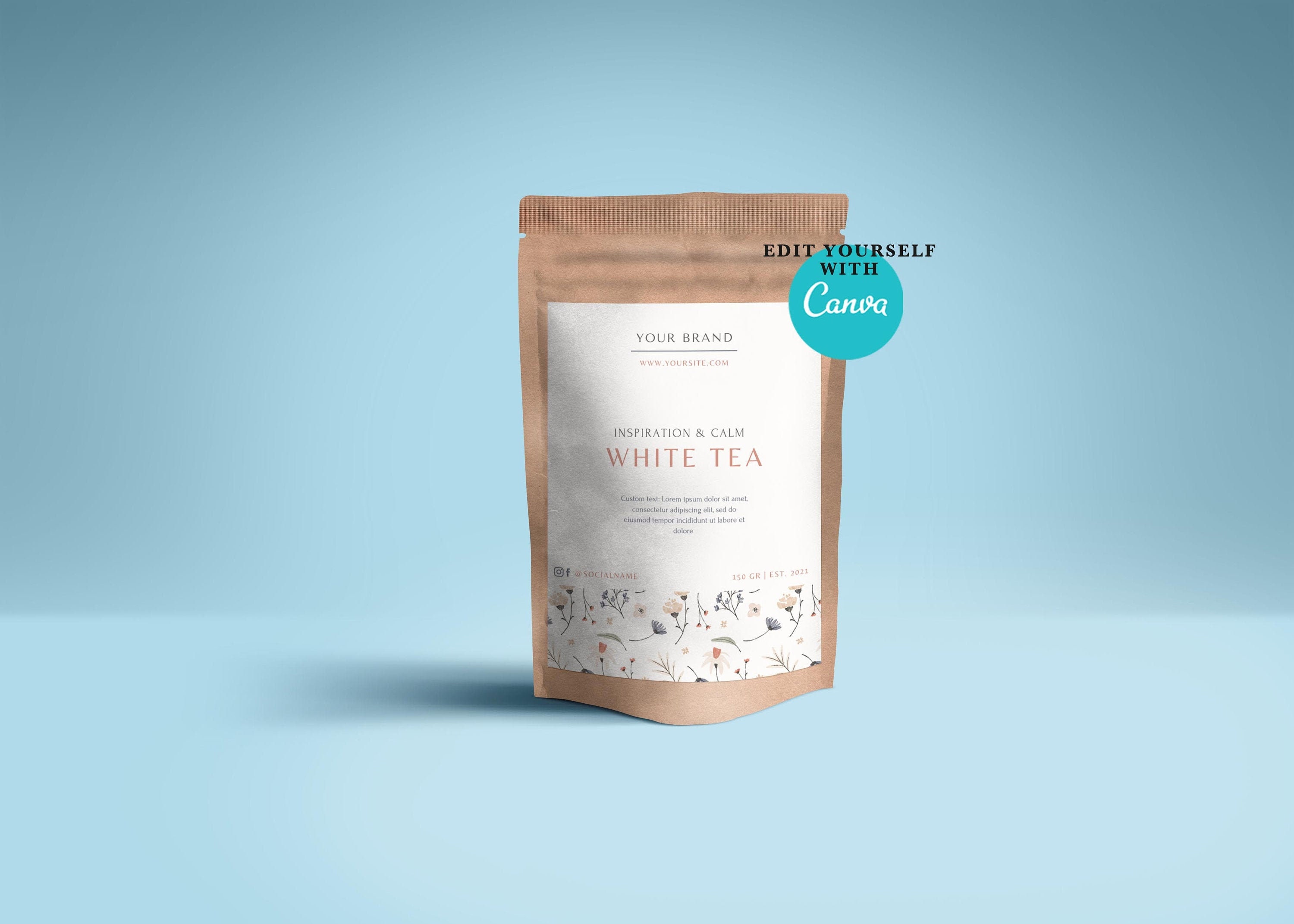 Editable Tea Label Template for Pouch or Tea Bags.customized Herbal ...