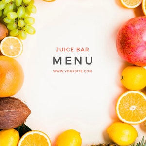 Editable Fresh pressed juicing digital menu Template for juicery. Juice business branding.Printable juice shop bar menu design price list. image 5