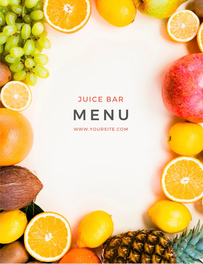 Editable Fresh pressed juicing digital menu Template for juicery. Juice business branding.Printable juice shop bar menu design price list. image 5