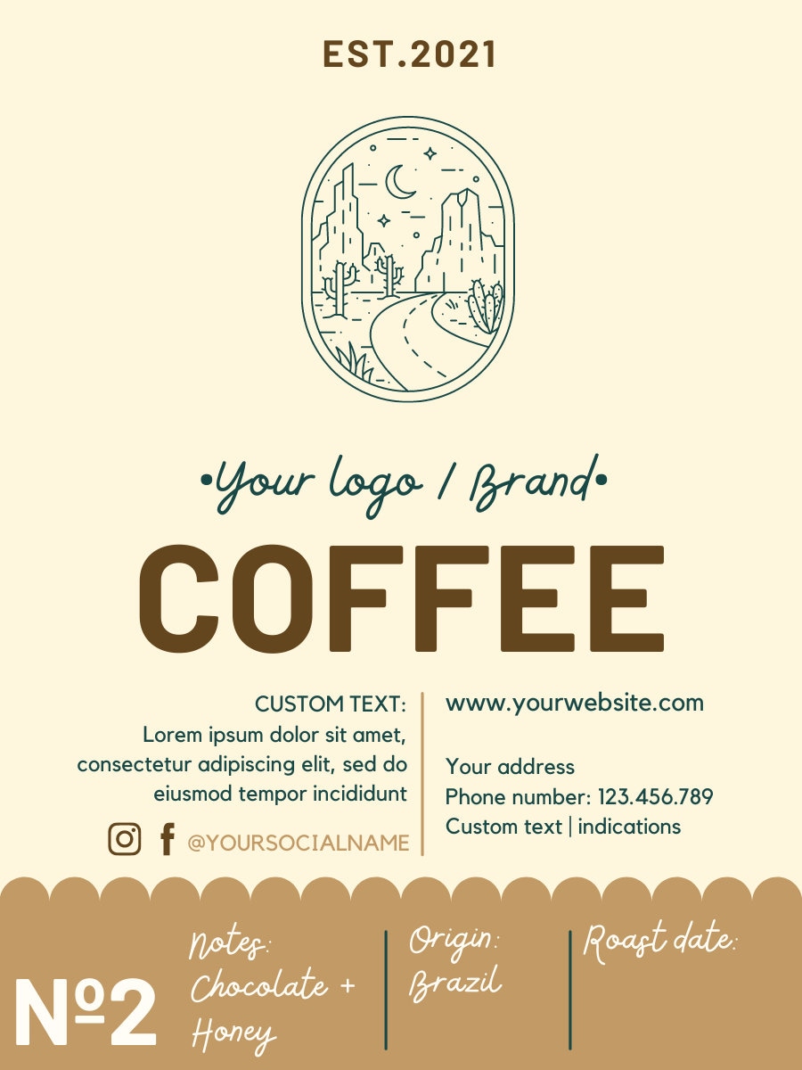 Printable Coffee Bag Label Template Editable Coffee Packaging - Etsy
