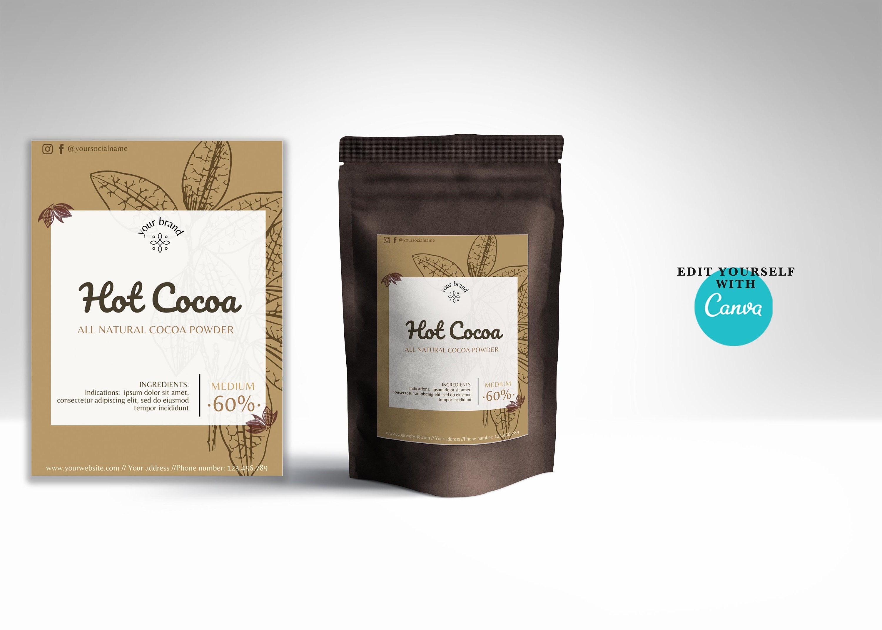 Printable Hot Cocoa &amp; Coffee Label Template, Editable Hot Chocolate ...