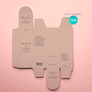 Modelo de design de caixa retangular canva editável, modelo de design de pacote de caixa de produto personalizado, caixa de embalagem de produto de beleza imprimível diy