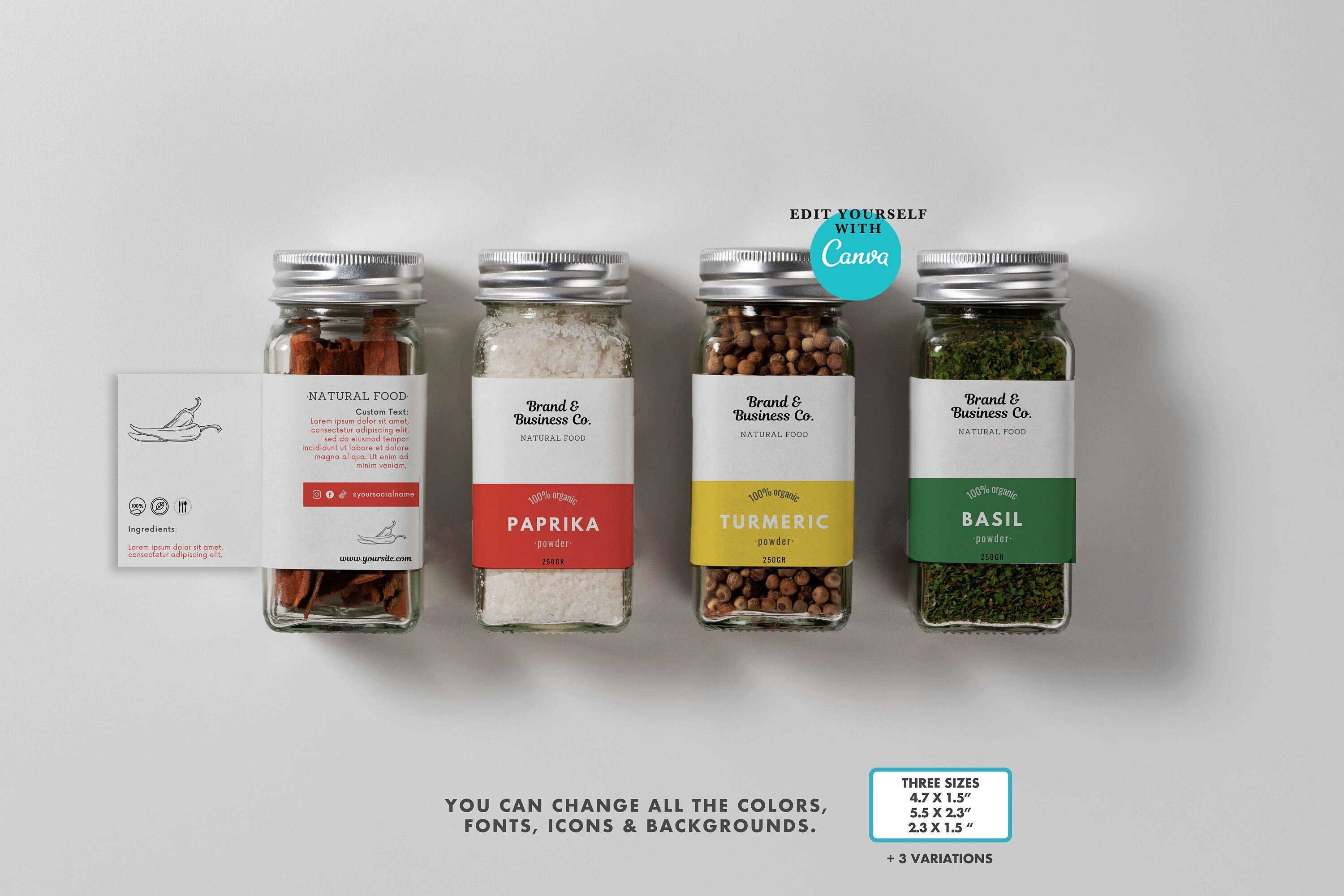 Printable Spices Labels custom Canva Template for Spices or Pantry Jars Printable Spices Labels custom Canva Template for Spices or Pantry Jars