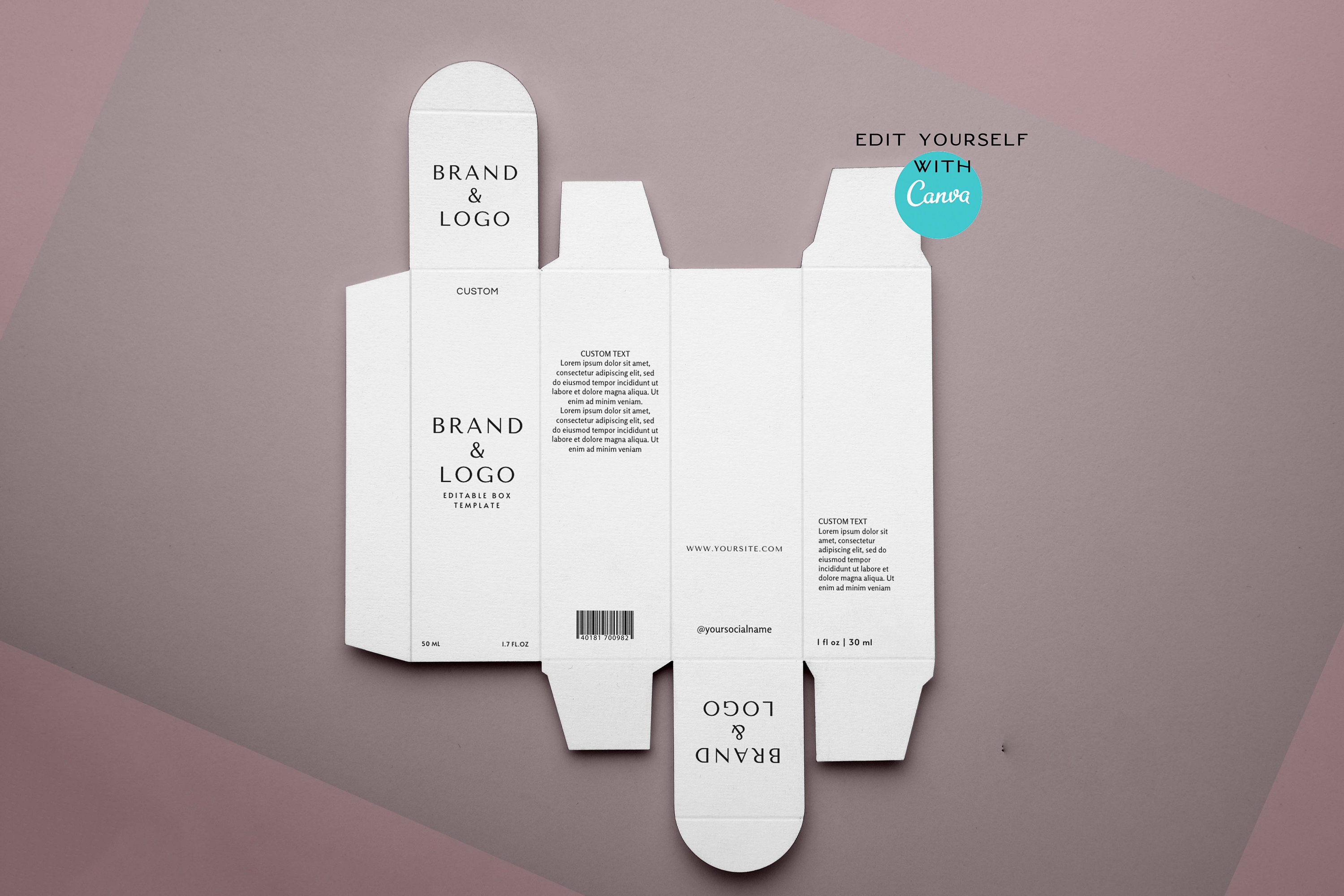 Buy Editable Canva Rectangular Box Template Cosmetic,custom Product Box ...