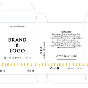Soap packaging box template editable for Canva.Custom soap packaging box design.Printable product box soap template.Box for small business. image 8