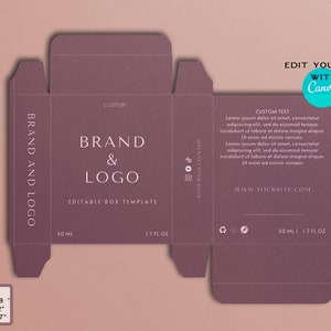 Perfume packaging box template for Canva.Printable & Editable perfume package box design for small business.Shipping box design for bottles.