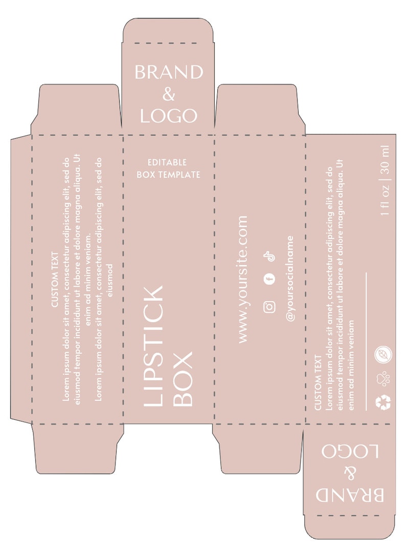 Editable lipstick or lip balm box for Canva