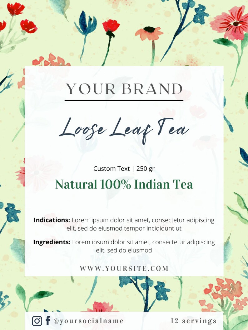 Tea Blend Labels Examples Editable Loose Tea Blend Label Template for Pouches & Tea Bag.tea ...