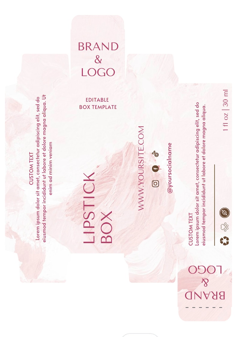 Printable product box package template