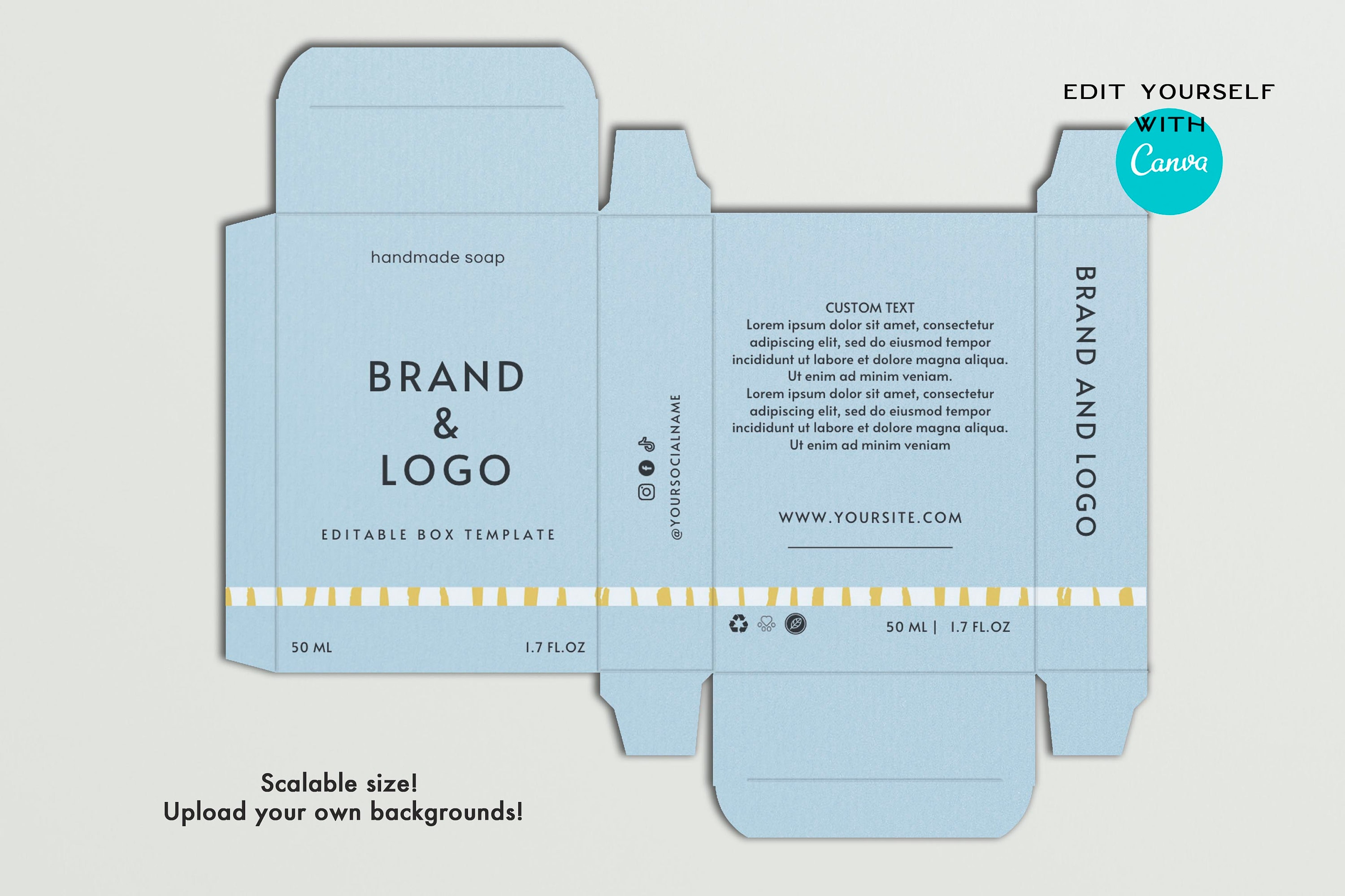 Soap box Sleeve template size: 2,5' 1' 3