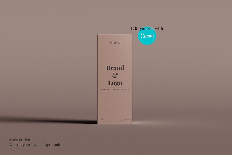 Editable Canva Rectangular Perfume Box Template, Custom Luxury