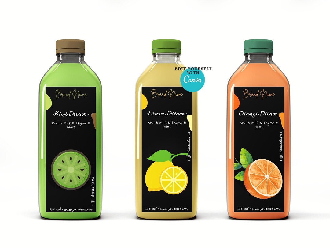 Custom Printable Juice Bottle Label. Editable Juice Bottle Label. Cold ...
