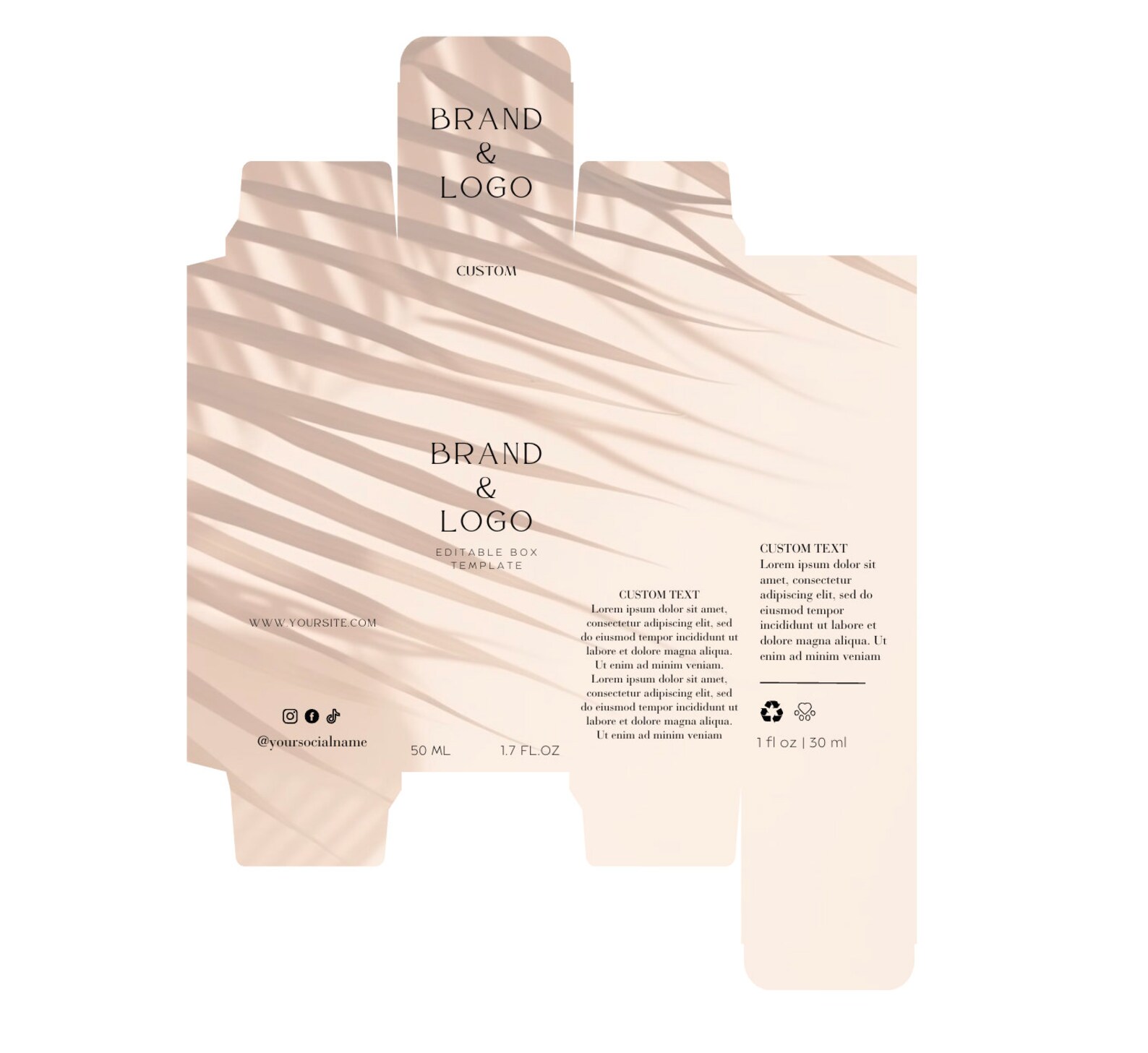 Cosmetic Box Labels Custom Editable Beauty & Cosmetic Box + Labels Template Canva Bundle ...