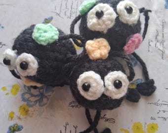 Chaveiro de crochê de espírito da fuligem, decoração inspirada em A Viagem de Chihiro.