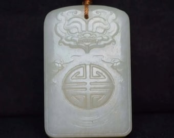Natural White Hetian Jade Pendant Grade A Handmade