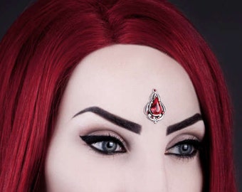 Tribal Fusion Fashion Accessories - Third Eye Face Jewel in Red or Green Color - Bellydance Bindis