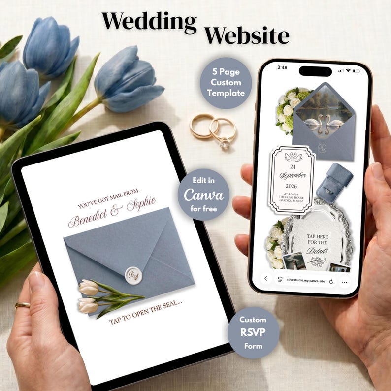 dusty blue wedding website