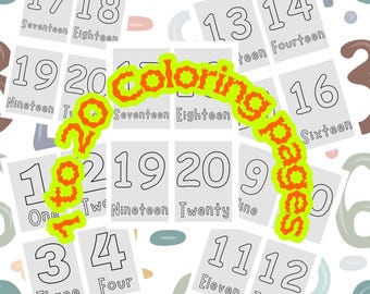 Páginas para colorir números de 1 a 20: atividade de aprendizagem pré-escolar (PDF)