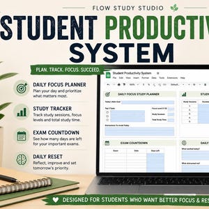 Daily Focus Study Planner | Student Planner Google Sheets | Study Tracker | Exam Countdown | Academic Planner | Digital Study Template
