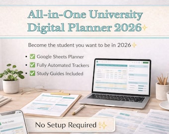 University Digital Planner Study System 2026 – Study Hours Tracker & Progress System (Google Sheets)