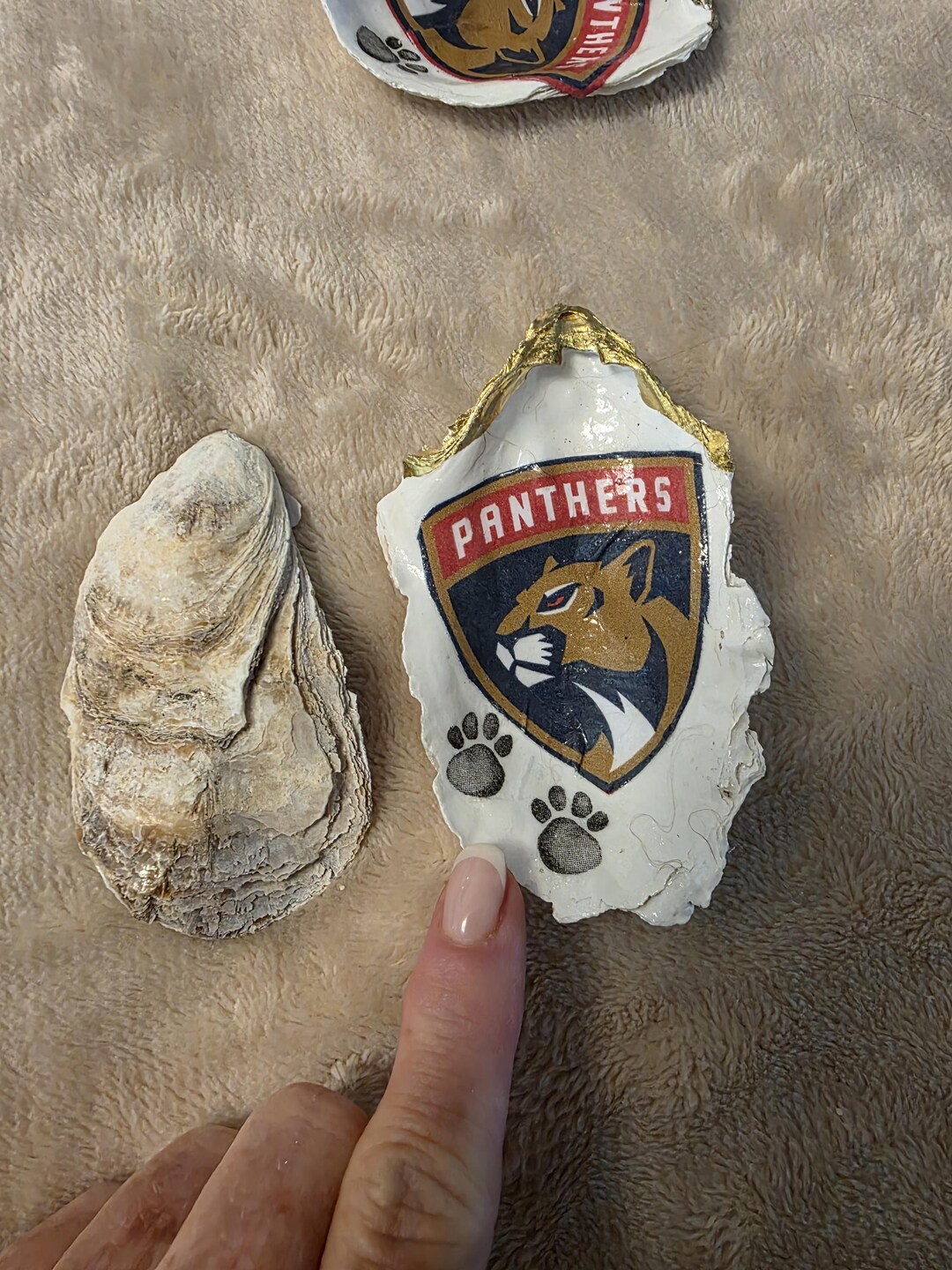 Panther Shell Handcrafted Panther Decoupage Oyster Shell, Coastal Decor - Etsy