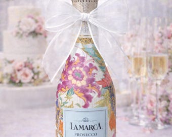 Handcrafted prosecco bottle beautiful floral prints and more. Large bottle
