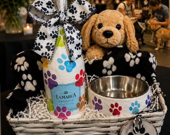 Botella de prosecco con estampado de pata