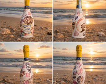 Mini bottle prosecco decoupaged