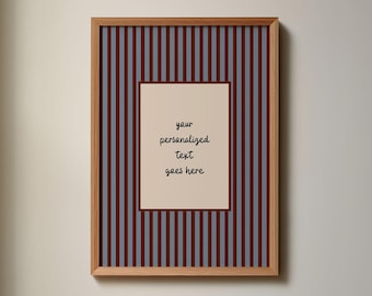 Vintage Stripe Custom Text Poster, Personalized Typography Art, Custom Quote Gift
