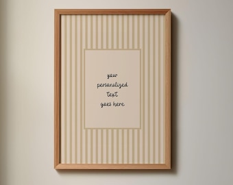 Retro Striped Custom Text Poster, Personalized Quote Print, Custom Song Lyrics Art, Typography Gift