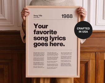 Custom Lyrics Poster: Personalized Music Lover Gift, Framed Song Print