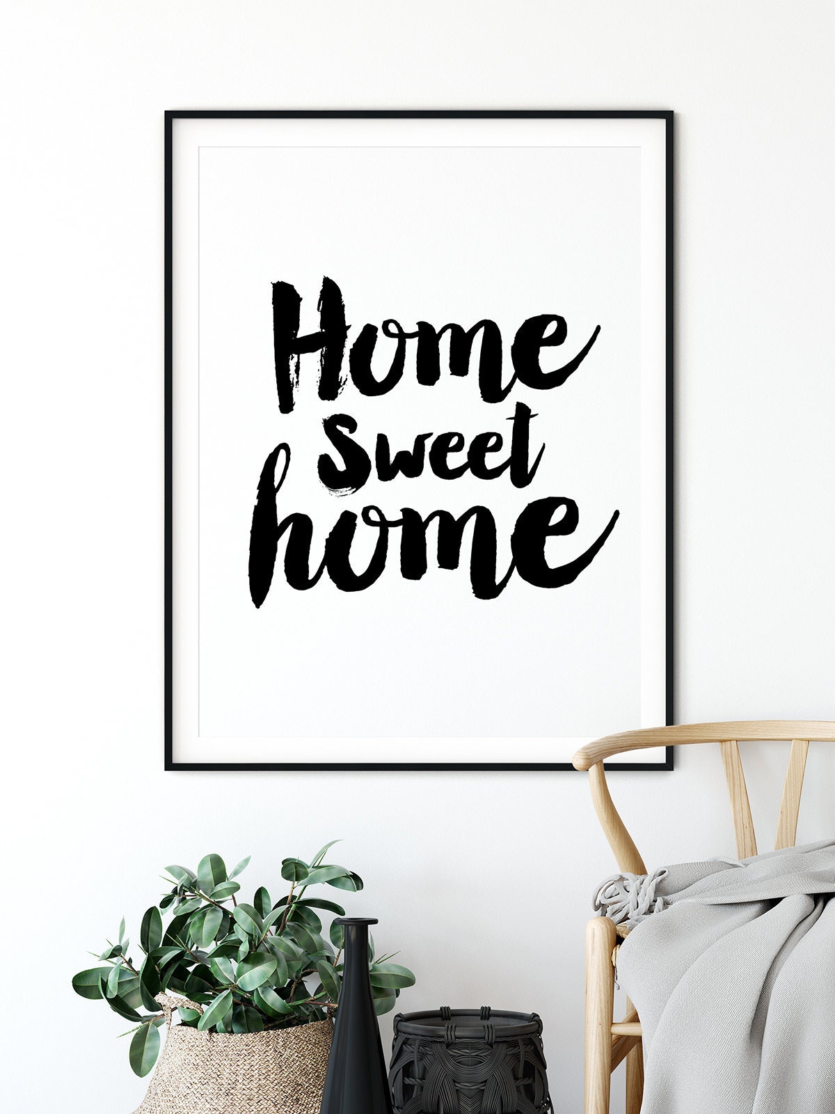 Home Sweet Home Printable Wall Art Typography Print Black Etsy Uk