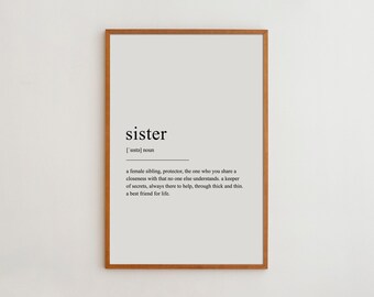 Sister Definition Print: Minimalist Typography Wall Art