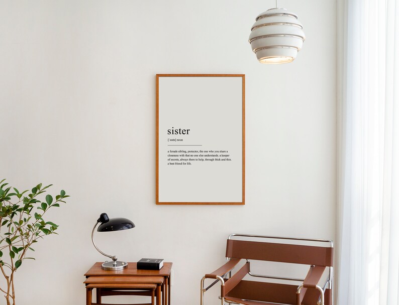 Sister Definition Wall Art Typography Wall Art Black and Etsy
