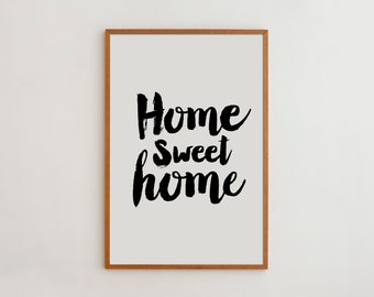 Home Sweet Home Typography Print Minimalist Wall Art Handwritten Poster Housewarming Gift