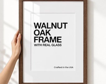 Premium Walnut Picture Frame with Real Glass, Removable Mat Included, Crafted in USA