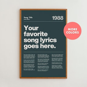 Personalized Song Lyric Poster: Custom Wall Art, Music Gift