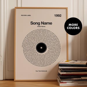 Custom Vinyl Lyrics Print | Framed Song Poster | Customizable Music Gift | Typography Wall Art | Personalized Music Lover Gift