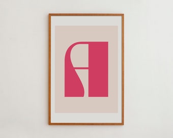 Custom Initial Print | Personalized Wall Art | Nursery Art Print | Typography Poster | Retro Wall Art | Minimalist Art | Custom Color Option