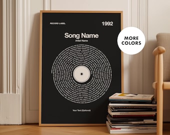 Custom Vinyl Lyrics Print: Framed Song Poster, Personalized Music Lover Gift, Typography Wall Art