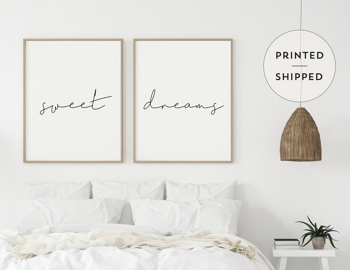 Above Bed Decor Set of 2 Prints Bedroom Wall Art Nursery Etsy