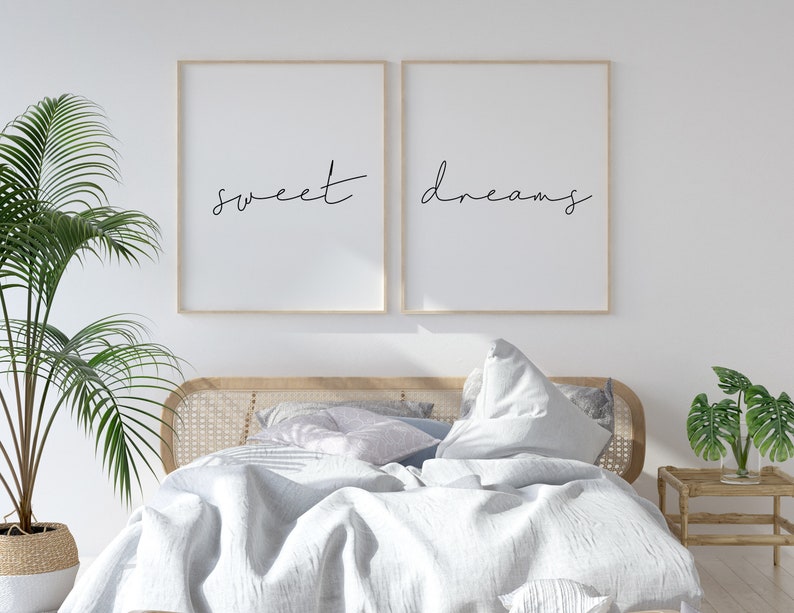 Sweet Dreams Print Above Bed Decor Set of 2 Prints Bedroom Etsy