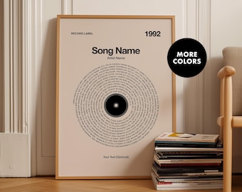 Custom Vinyl Lyrics Print | Framed Song Poster | Customizable Music Gift | Typography Wall Art | Personalized Music Lover Gift