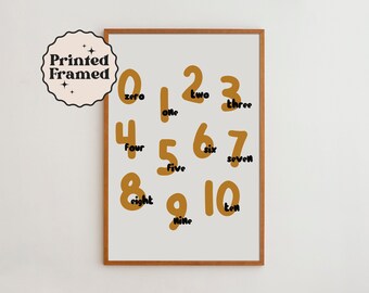 Counting Poster Numbers Nursery Wall Art Print Kids Room Poster Learning Numbers Homeschool Decor Different Color Options