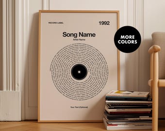 Custom Vinyl Lyrics Print | Framed Song Poster | Customizable Music Gift | Typography Wall Art | Personalized Music Lover Gift