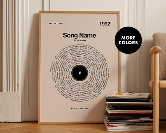 Custom Vinyl Lyrics Print | Framed Song Poster | Customizable Music Gift | Typography Wall Art | Personalized Music Lover Gift