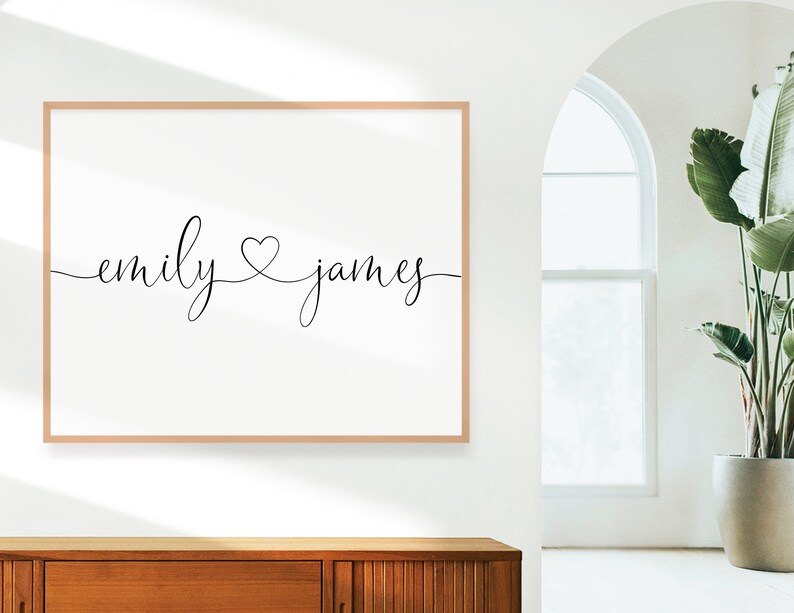 Custom Couple Names With Heart Above Bed Decor Black and Etsy