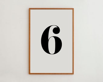 Numerology Wall Art Print | Black and White Typography Poster | Minimalist Design for Nursery or Kids Room Decor