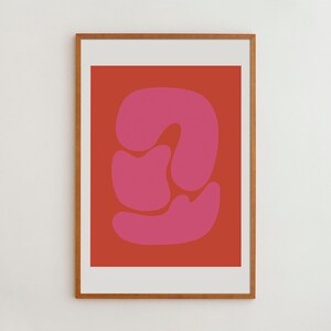 Mid Century Modern Abstract Art Print: Pink & Orange Wall Decor